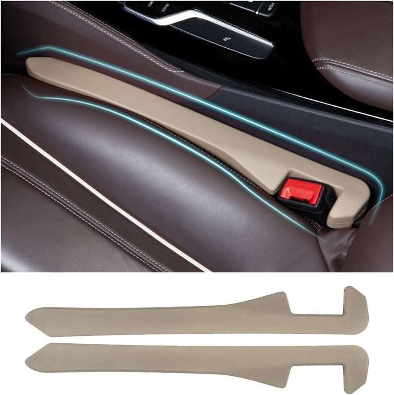 Junecarp Car Seat Gap Filler 2 Pack,Flexible Car Gap Filler Organizer to Impede Items from Dropping,Essential Interior Car Accessories Seat Gap Plug Perfectly Fits Car Gap (Beige) - Image 1